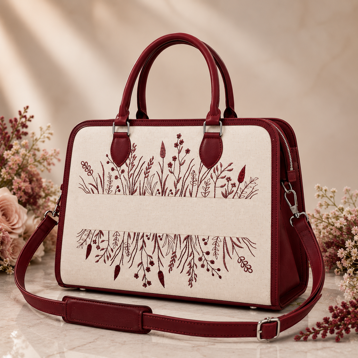 Custom Floral Purse with Name, Personalized Tote Handbag, Unique Gift for Women, Stylish Everyday Carry Bag