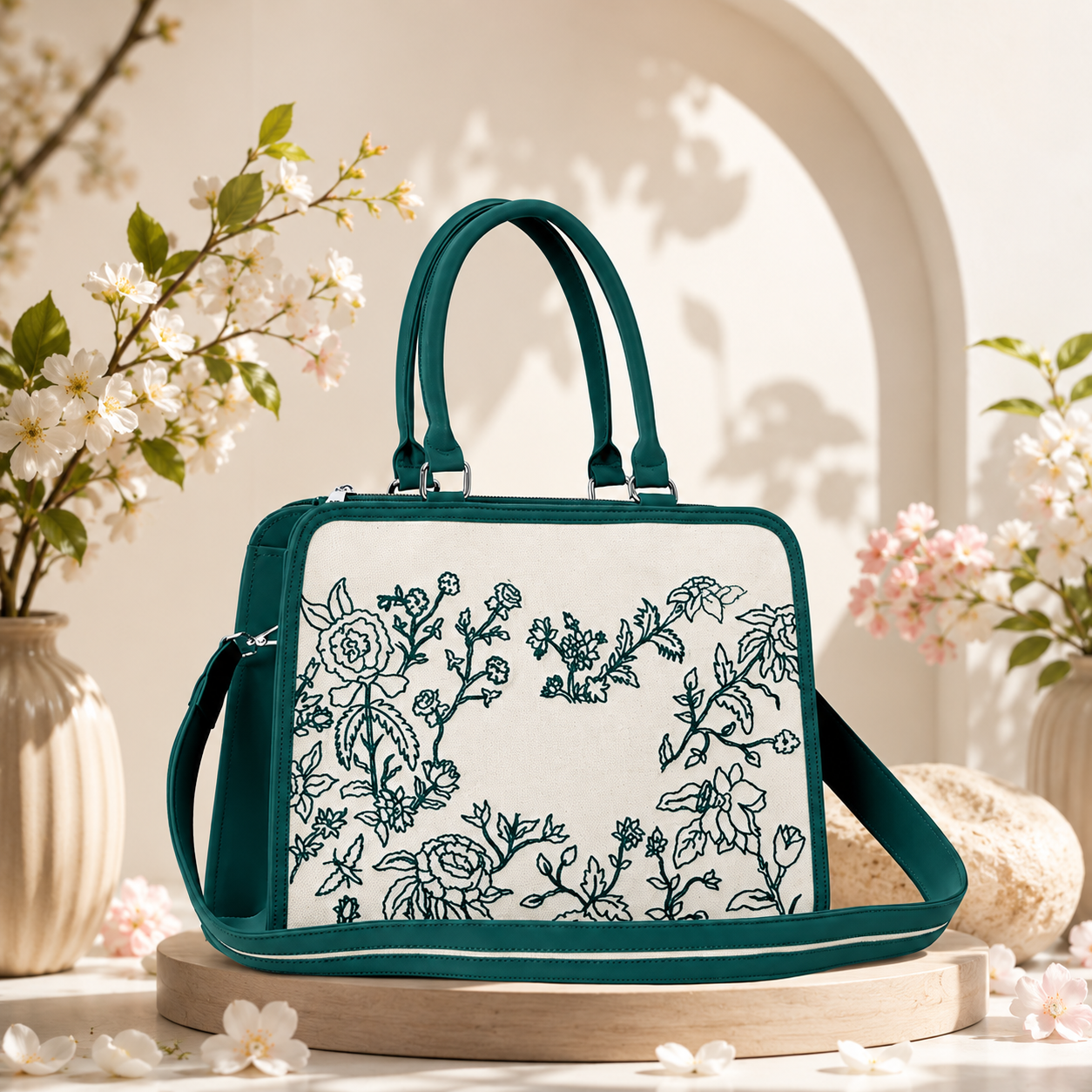 Personalized Floral Handbag with Custom Name
