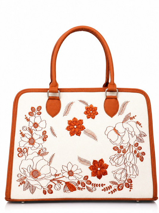 Custom Embroidered Floral Tote Bag | Personalized Women's Handbag