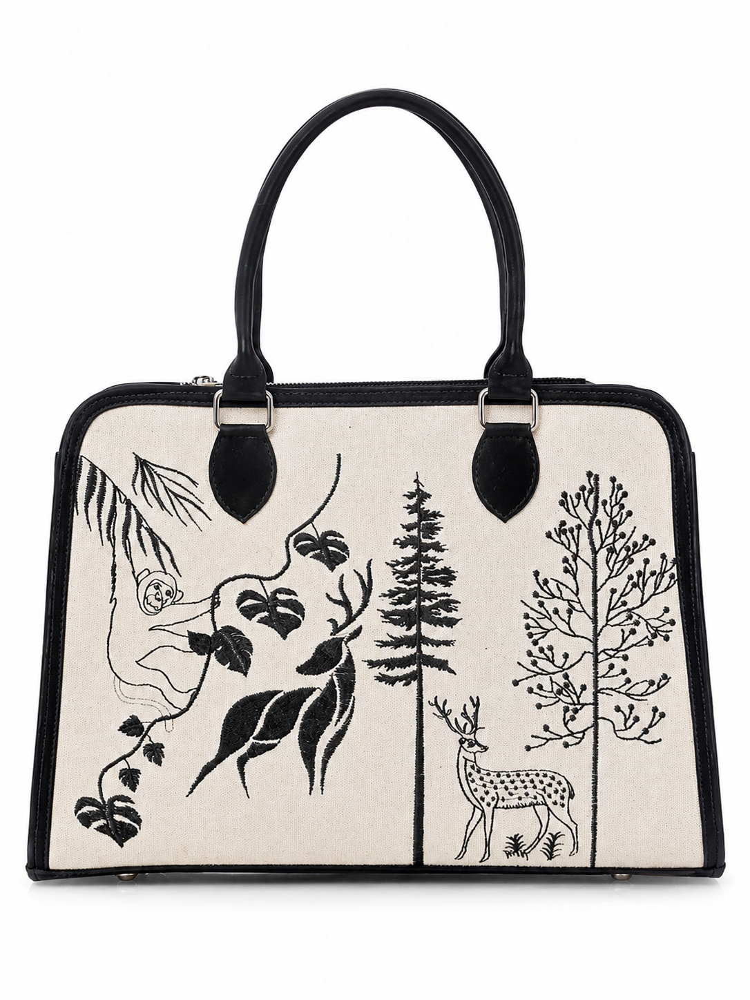 Personalized Forest Canvas Handbag | Custom Wildlife Tote Bag | Deer & Nature Print Women's Shoulder Bag | Monogram Gift for Her