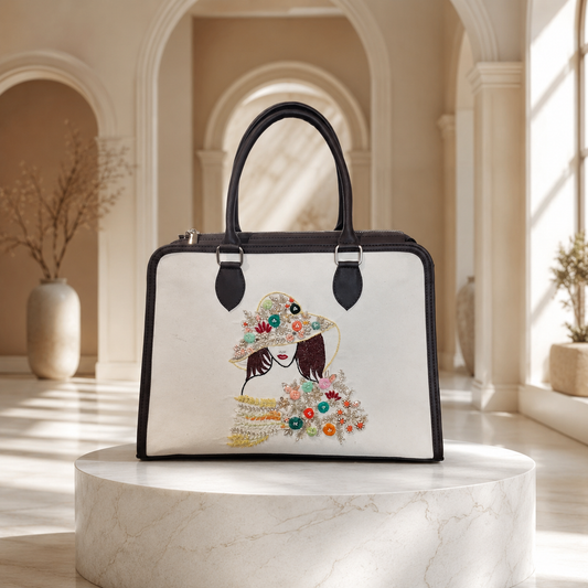 Handmade Embroidered Women’s Tote Bag – Elegant Designer Handbag