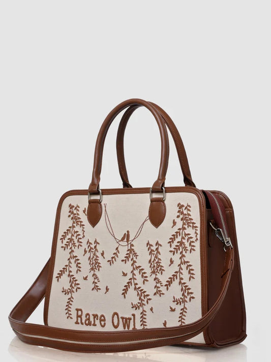 Custom Canvas & Leather Tote Bag | Personalized Floral Handbag | Elegant Women's Shoulder Tote