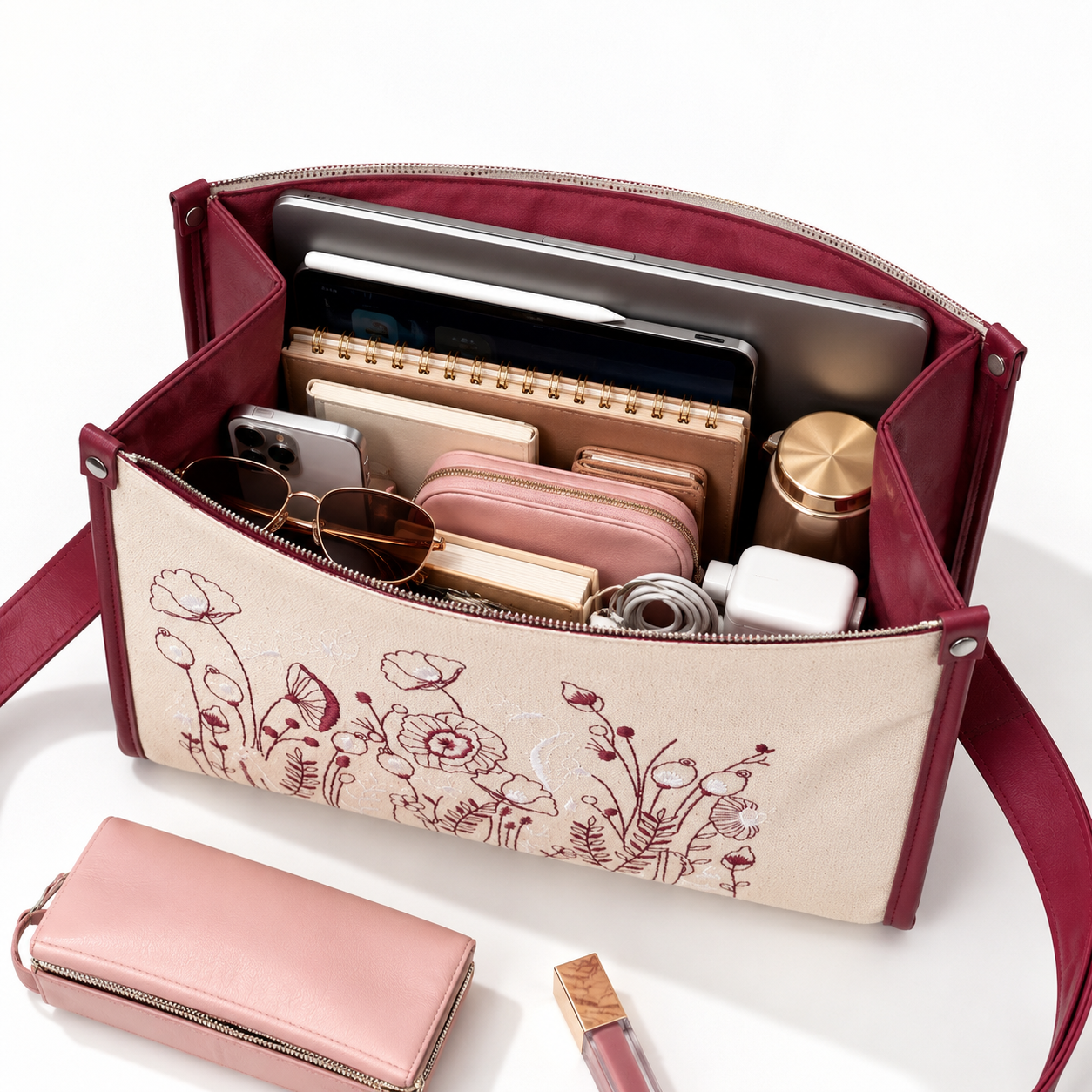 Personalized Floral Crossbody Bag, Custom Name Purse, Women's Shoulder Bag, Botanical Clutch, Personalized Gift for Mom, Wife & Her