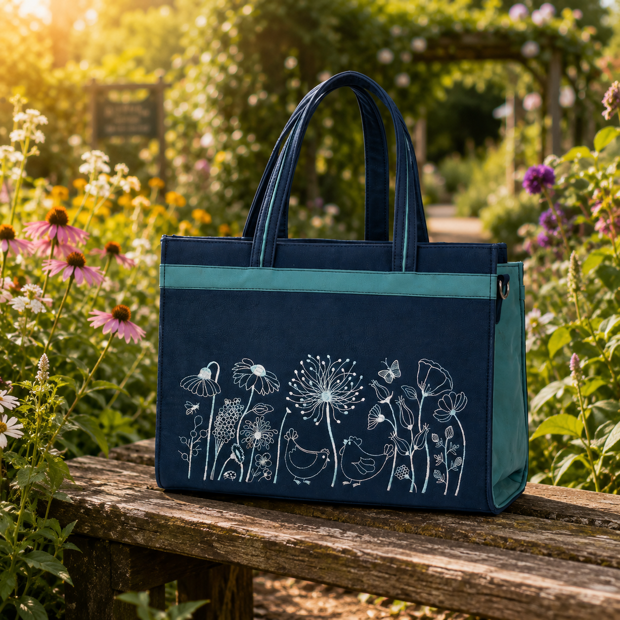 Floral Work Tote Bag | Embroidered Everyday Purse | Custom Women's Gift