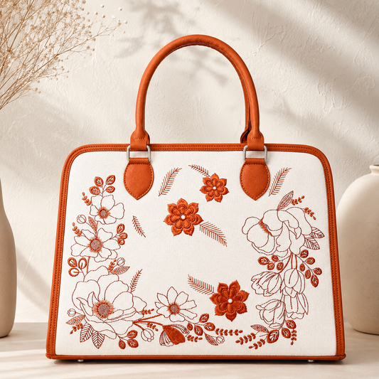 Custom Embroidered Floral Tote Bag | Personalized Women's Handbag