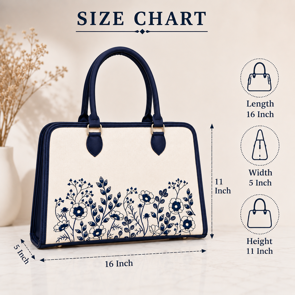 Personalized Tote Bag | Custom Name Floral Handbag | Women's Shoulder Purse