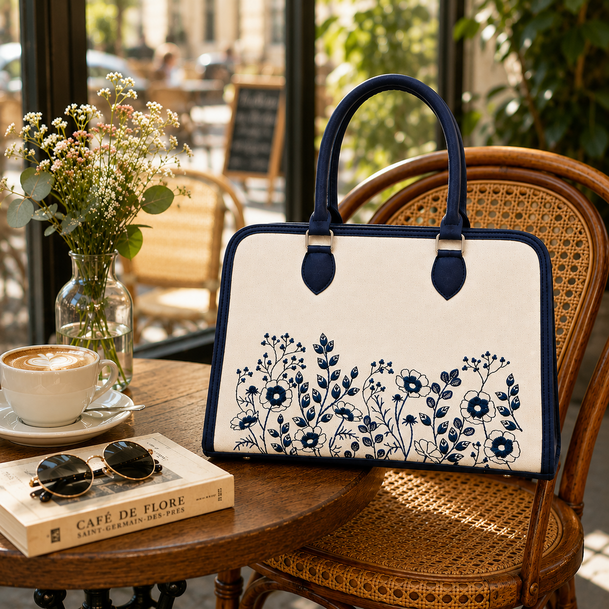Personalized Tote Bag | Custom Name Floral Handbag | Women's Shoulder Purse