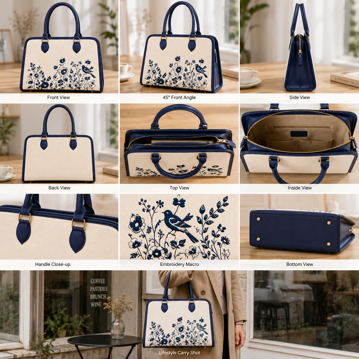 Personalized Tote Bag | Custom Name Floral Handbag | Women's Shoulder Purse
