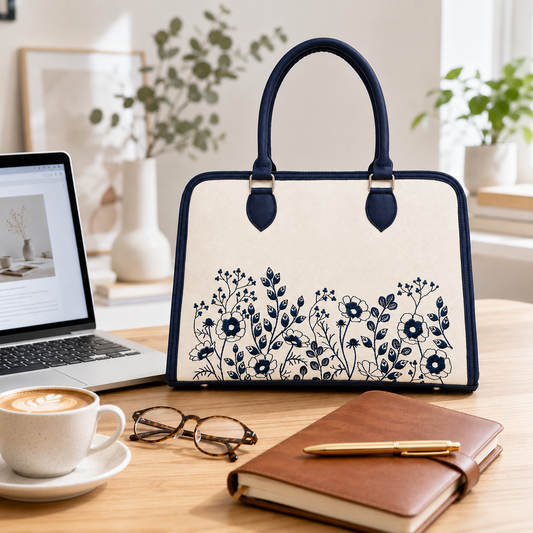Personalized Tote Bag | Custom Name Floral Handbag | Women's Shoulder Purse