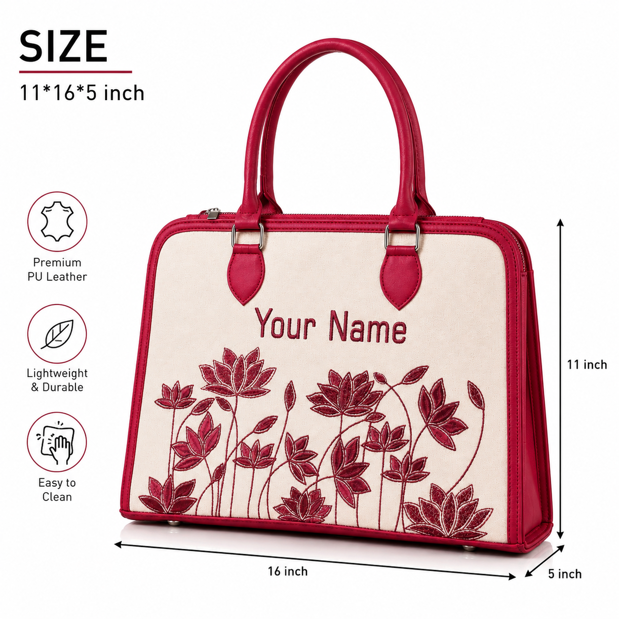 Personalized Travel Handbag with Custom Name – Women's Carry-On Tote for Flights & Weekend Trips
