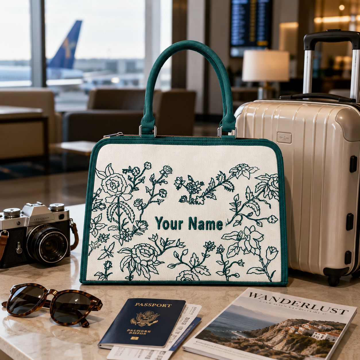 Personalized Floral Handbag with Custom Name
