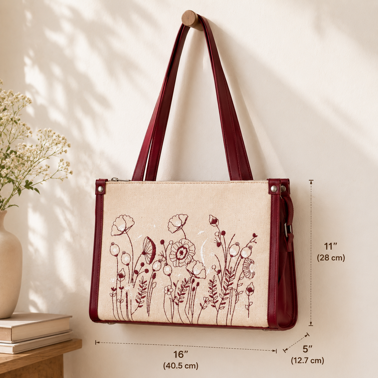 Personalized Floral Crossbody Bag, Custom Name Purse, Women's Shoulder Bag, Botanical Clutch, Personalized Gift for Mom, Wife & Her