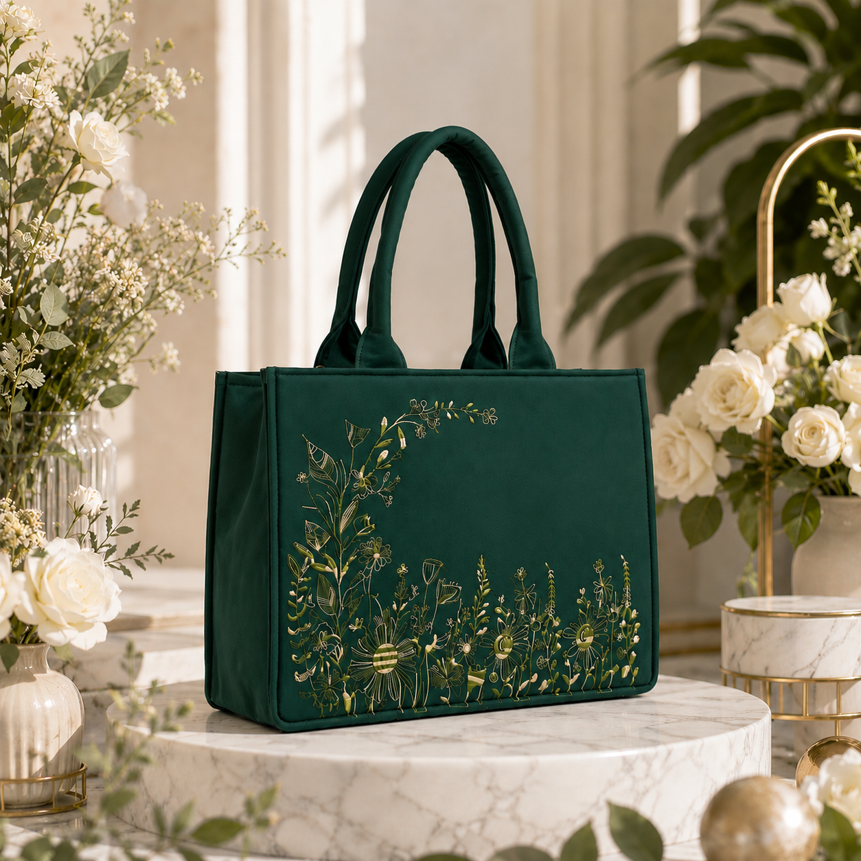Luxury Tote Bag | Botanical Print Handbag | Personalized Women's Purse | Daily Carry Bag