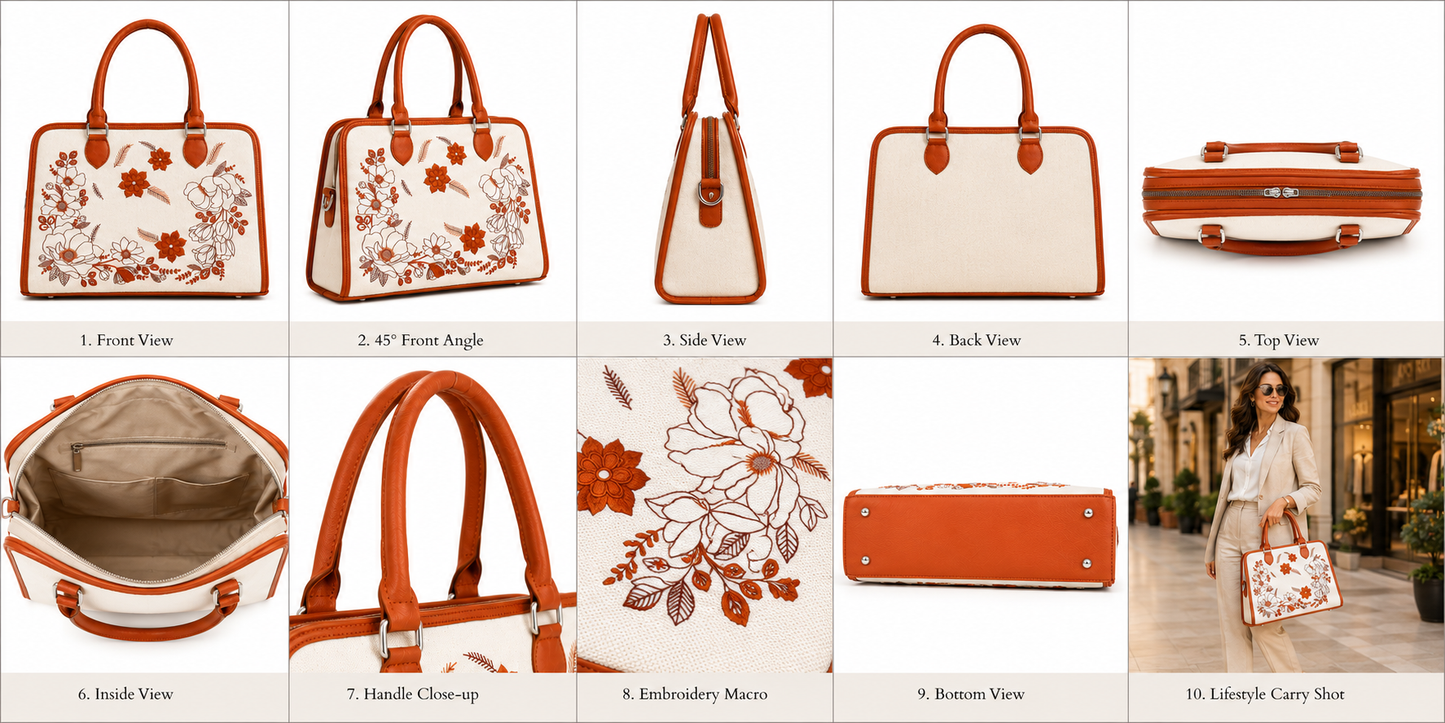 Custom Embroidered Floral Tote Bag | Personalized Women's Handbag
