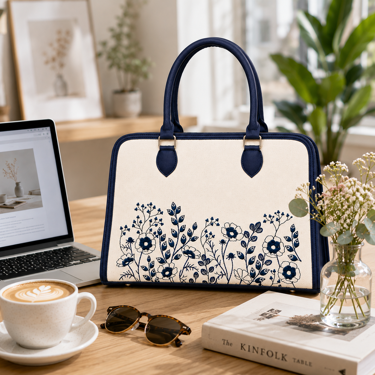 Personalized Tote Bag | Custom Name Floral Handbag | Women's Shoulder Purse