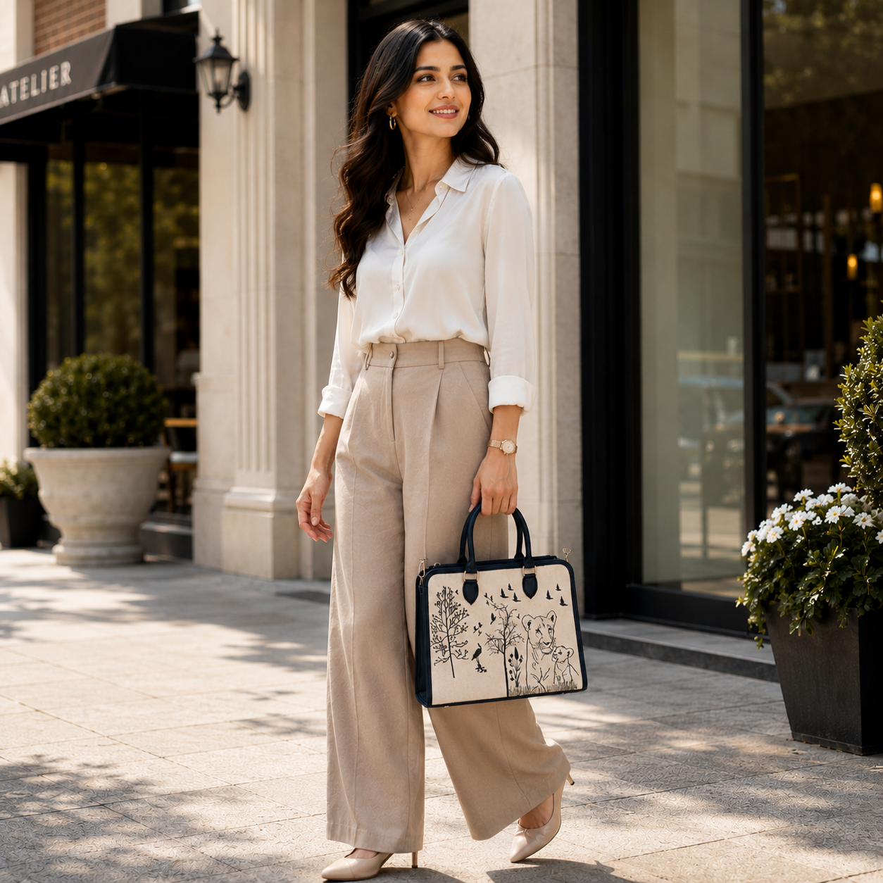 Personalized Wildlife Tote | Lion & Cub Handbag | Gift for Her