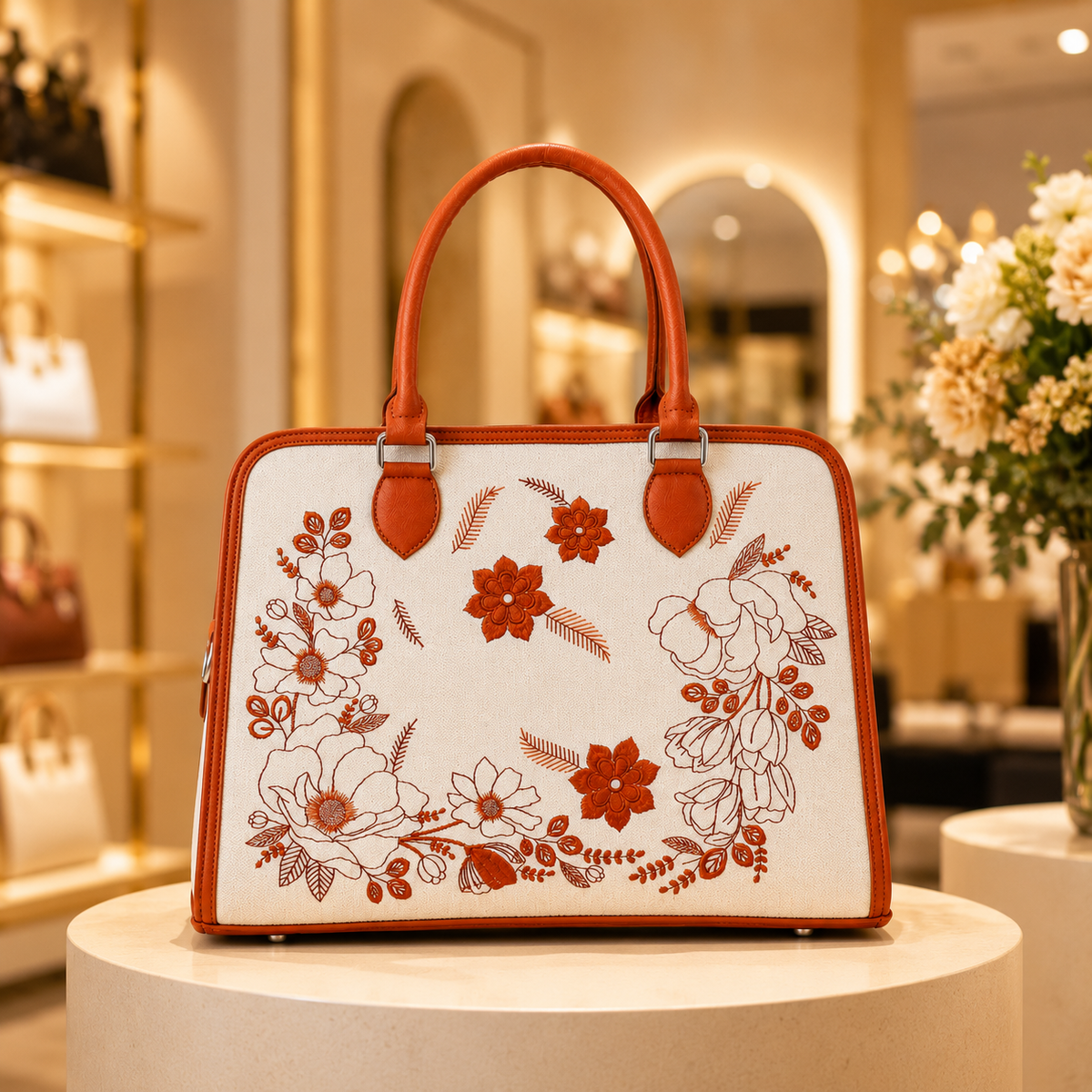 Custom Embroidered Floral Tote Bag | Personalized Women's Handbag