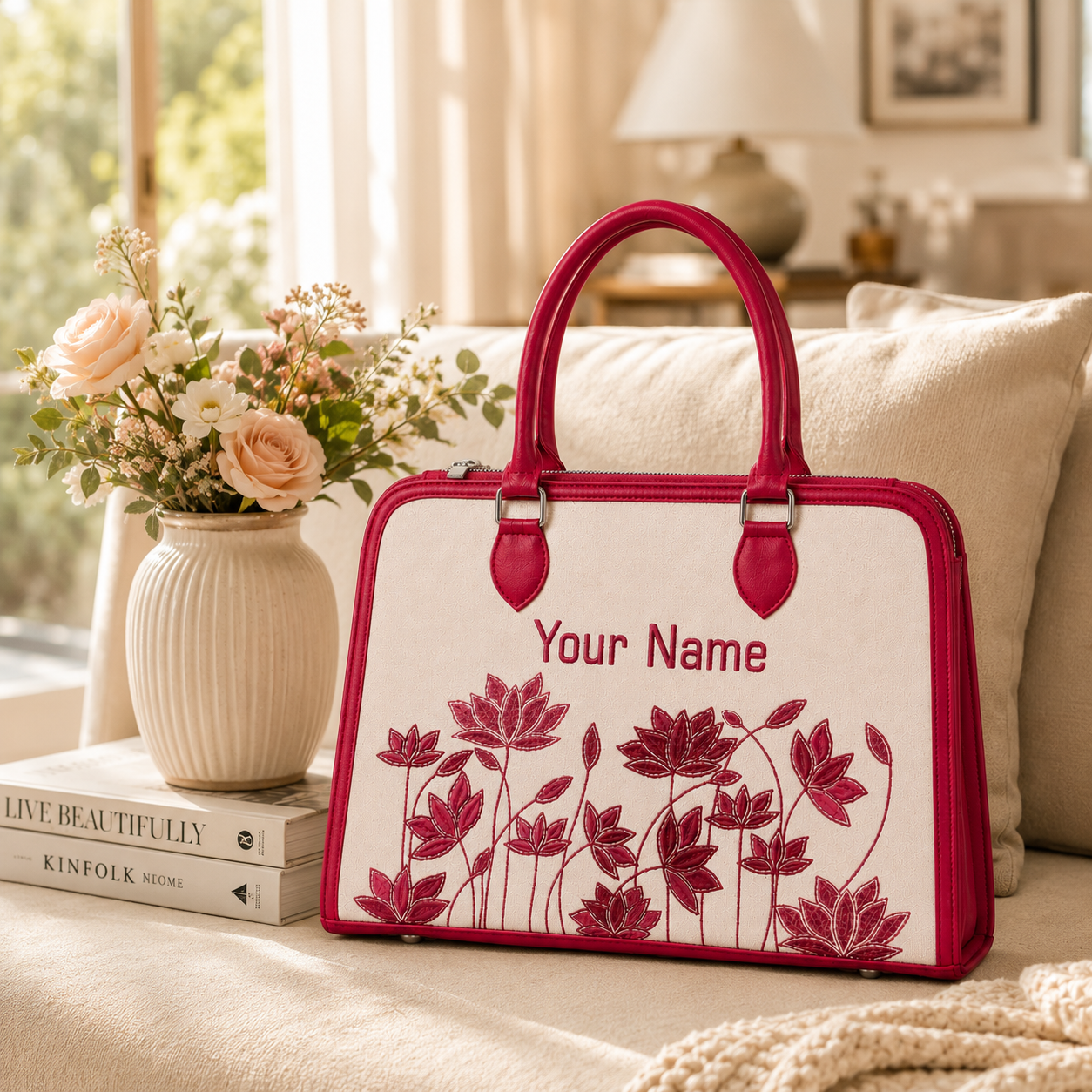 Personalized Travel Handbag with Custom Name – Women's Carry-On Tote for Flights & Weekend Trips