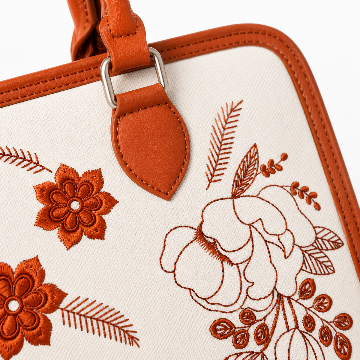 Custom Embroidered Floral Tote Bag | Personalized Women's Handbag