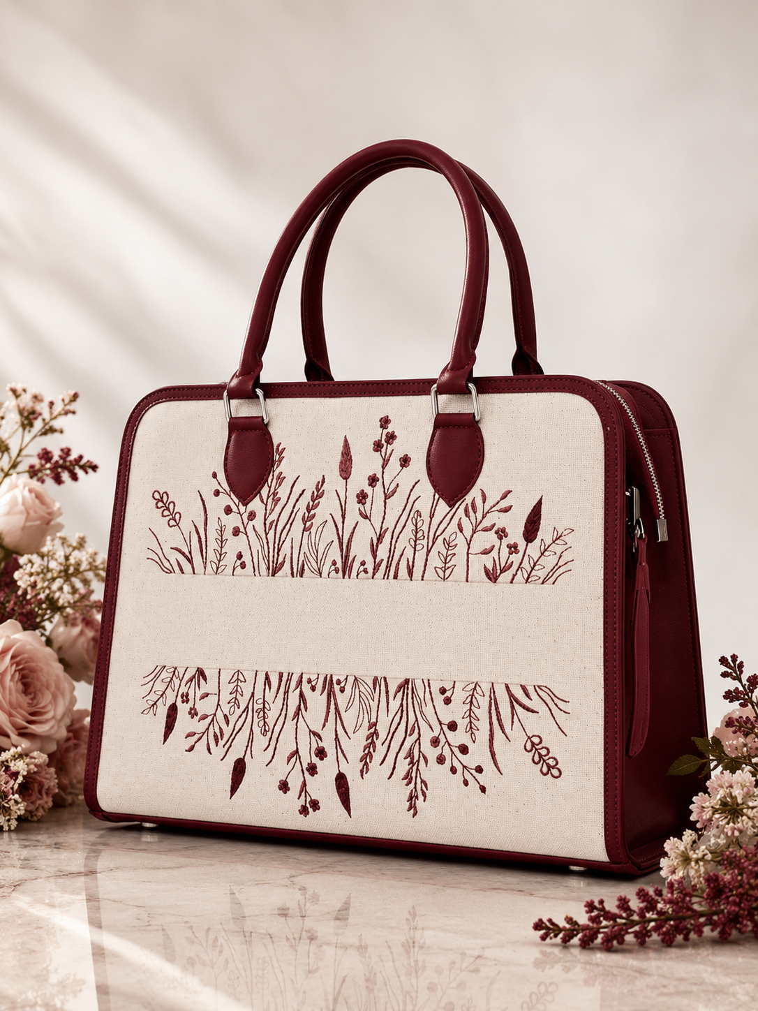 Custom Floral Purse with Name, Personalized Tote Handbag, Unique Gift for Women, Stylish Everyday Carry Bag