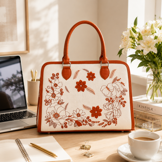 Custom Embroidered Floral Tote Bag | Personalized Women's Handbag